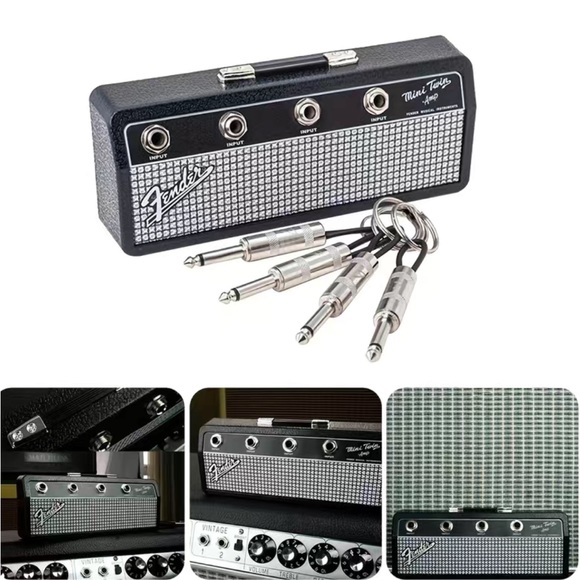 Pluginz Fender Jack Rack Amp Keychain Wall Mount Key Holder w/ 4 Jack Keychains - Picture 8 of 11